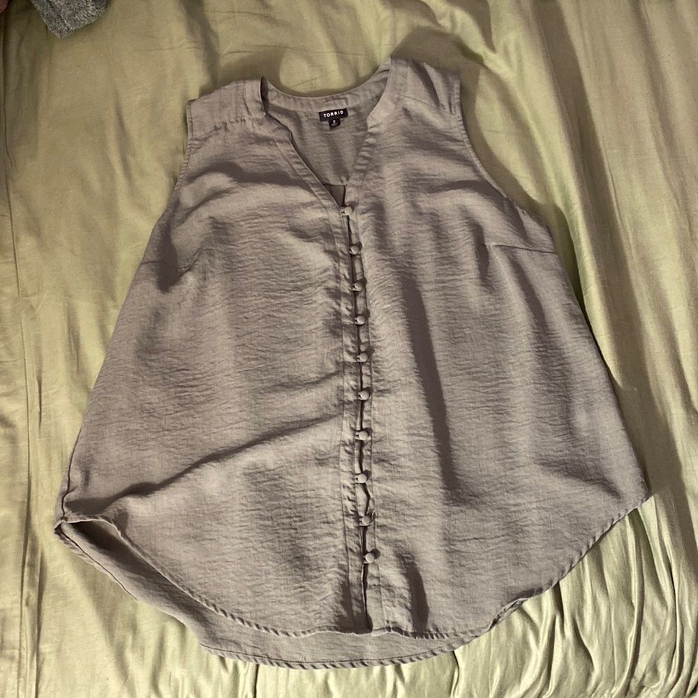 Torrid Harper Gauze Button-Front Sleeveless Blouse Size 2 Green